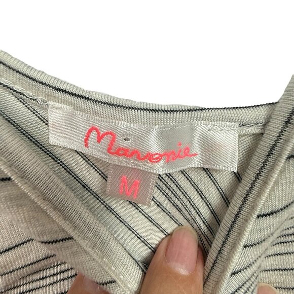 Maronie Strappy Striped Flare Tank Top Size M Made in USA Y2K Off White, Black - Picture 3 of 4